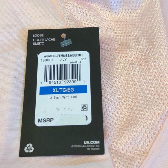 NWOT Under Armour SZ XL Pale Pink Vent Tank. - Picture 7 of 8